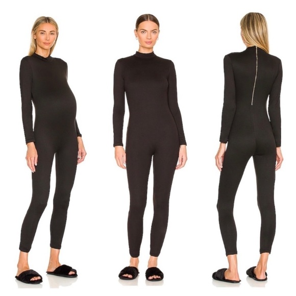 BUMP Suit Gigi Mock Neck Maternity Bodysuit in Black - Picture 1 of 12